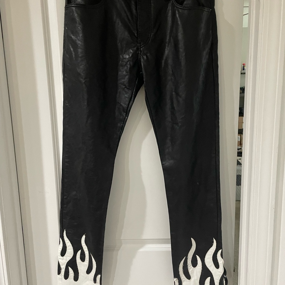 MNML Black Jeans with White Flame Design